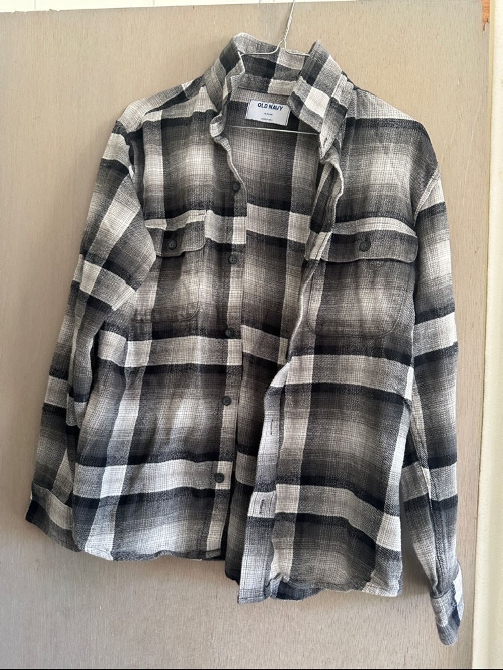 Old Navy Black & White Plaid Flannel Overshirt